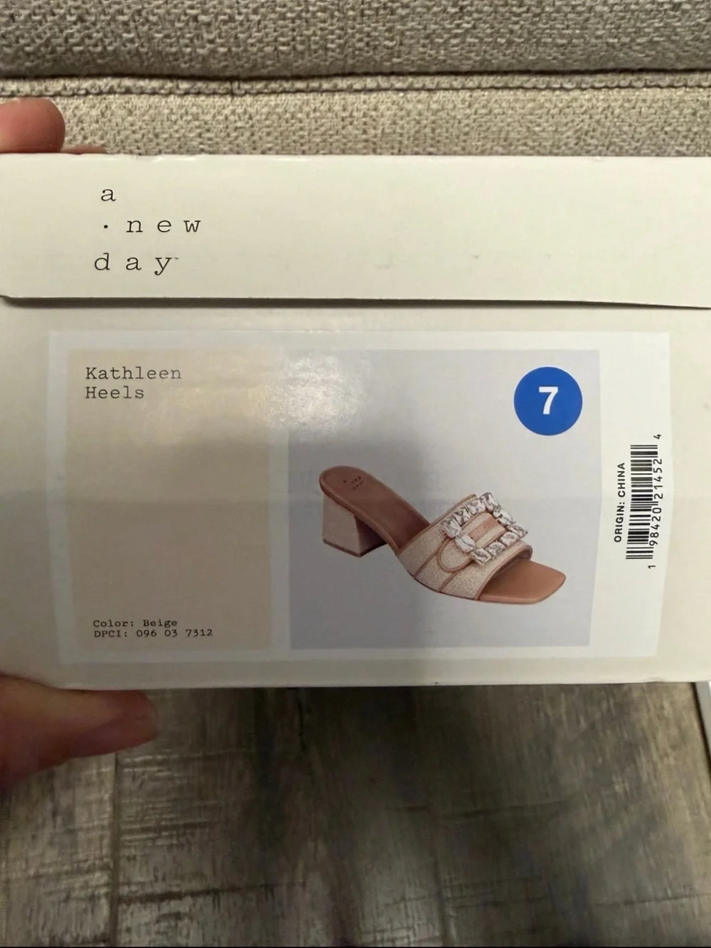 a new day Beige Buckle Block-Heel Mules